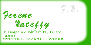 ferenc mateffy business card